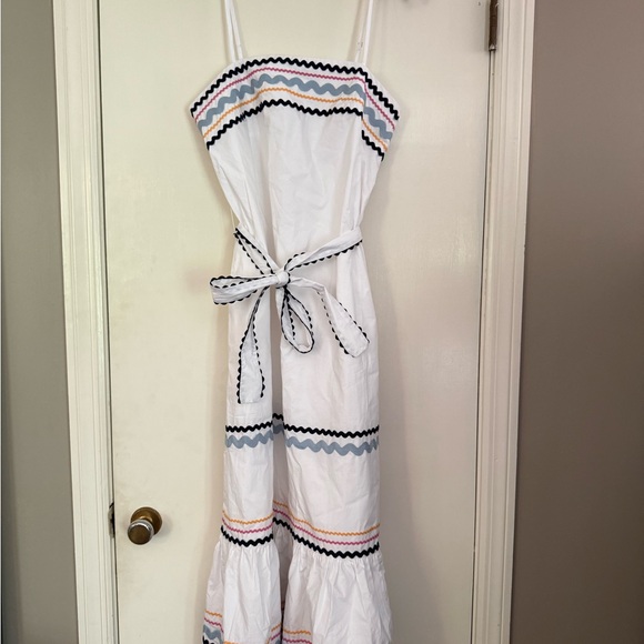 English Factory Dresses & Skirts - English Factory White Maxi Dress with Navy Rickrack Trim